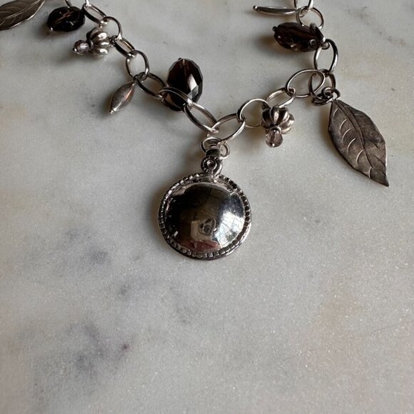 Silver and Quartz Colored Stones Charm Necklace - Picture 3 of 8